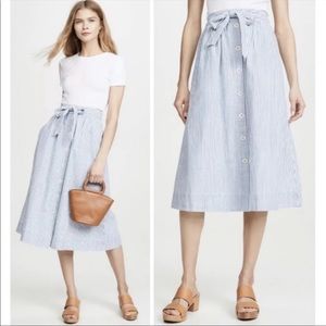 Madewell Button-Front Tie-Waist Palisade Midi Skirt